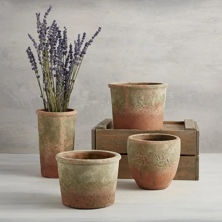 Tall Patina Terracotta Pot