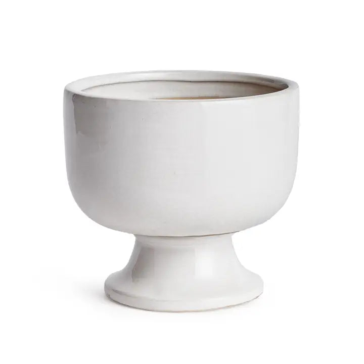 White Ceramic Footed Cachepot - Small